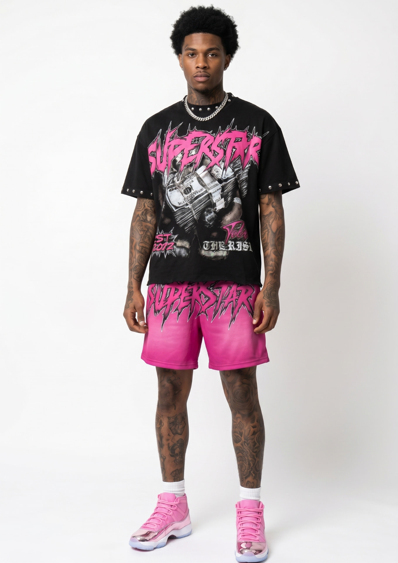 Pink Superstar set, standing